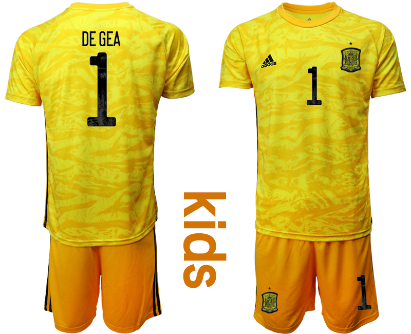 2021 European Cup Espana yellow goalkeeper Youth #1 style2 soccer jerseys->youth soccer jersey->Youth Jersey